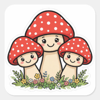 Cute Paddenstoel Vrienden Cottagecore Sticker