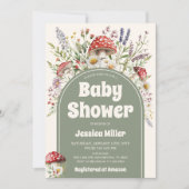 Cute Paddenstoel Watercolor Babyshower Uitnodiging (Voorkant)