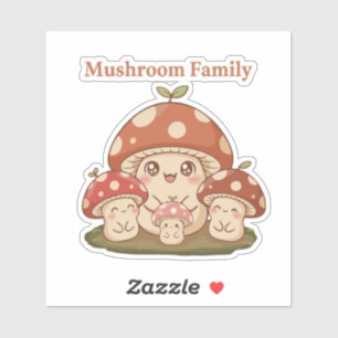 Cute Paddenstoelen Familie Kawaii Cottagecore Sticker