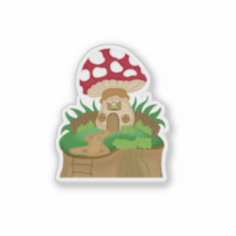 Cute Paddenstoelen Feeën Huis Cottagecore Vinyl Sticker