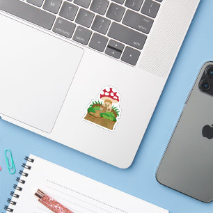 Cute Paddenstoelen Feeën Huis Cottagecore Vinyl  Sticker