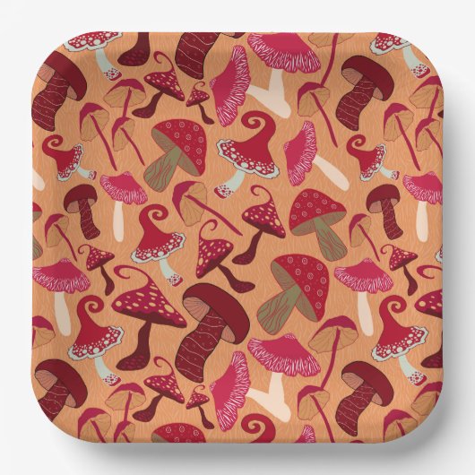Cute paddenstoelen papieren bordje (Voorkant)