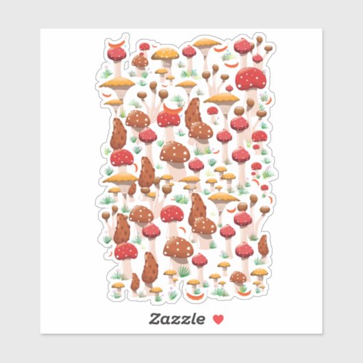 Cute paddenstoelen Patroon Sticker (Vel)