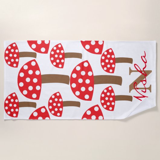 Cute paddenstoelen Toadstool Monogram Strandlaken (Voorkant)