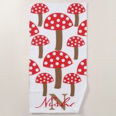 Cute paddenstoelen Toadstool Monogram Strandlaken (Voorkant)