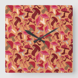 Cute paddenstoelen vierkante klok