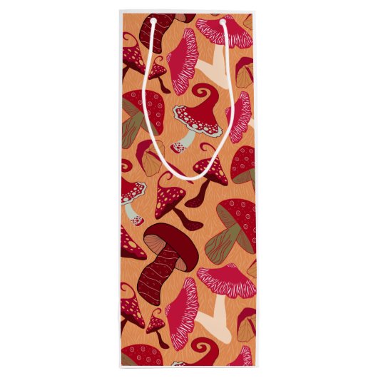 Cute paddenstoelen wijn cadeautas (Achterkant)