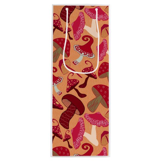 Cute paddenstoelen wijn cadeautas (Voorkant)