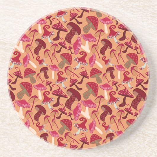 Cute paddenstoelen zandsteen onderzetter (Voorkant)