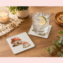 Cute Paddenstoelenhuis Coaster | Whimsical Cottage