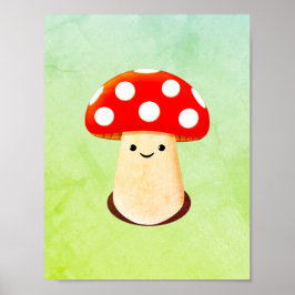 Cute paddenstoeltekening poster