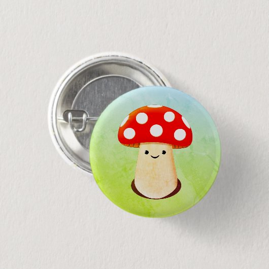 Cute paddenstoeltekening ronde button 3,2 cm (Voorkant /achterkant)