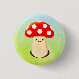 Cute paddenstoeltekening ronde button 3,2 cm