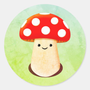 Cute paddenstoeltekening ronde sticker
