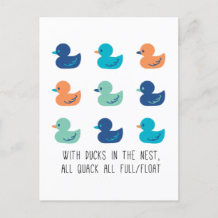 Cute Paddling of Ducks Art III Briefkaart