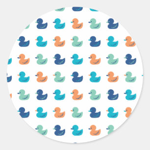 Cute Paddling of Ducks Pattern Ronde Sticker