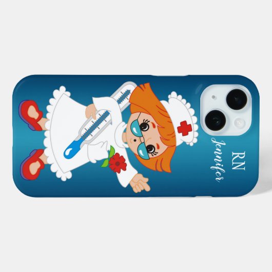 Cute Paediatric Neurse Cartoon Phone Case (Achterkant (horizontaal))