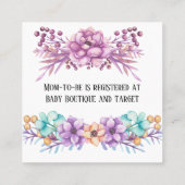 Cute Paint Cute Elephant and Florals Baby Registry Vierkante Visitekaartje (Achterkant)