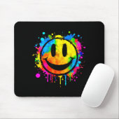 Cute Paint Splash Happy Smile Face 70s Tie Dye Smi Muismat (Met muis)