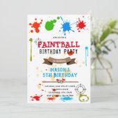 Cute paintball birthday party invitation kaart (Staand voorkant)