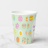Cute Painted Egg Pattern Green Kids Birthday Party Papieren Bekers (Rechts)