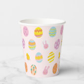 Cute Painted Egg Pattern Pink Kids Birthday Party Papieren Bekers (Achterkant)
