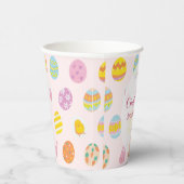 Cute Painted Egg Pattern Pink Kids Birthday Party Papieren Bekers (Rechts)