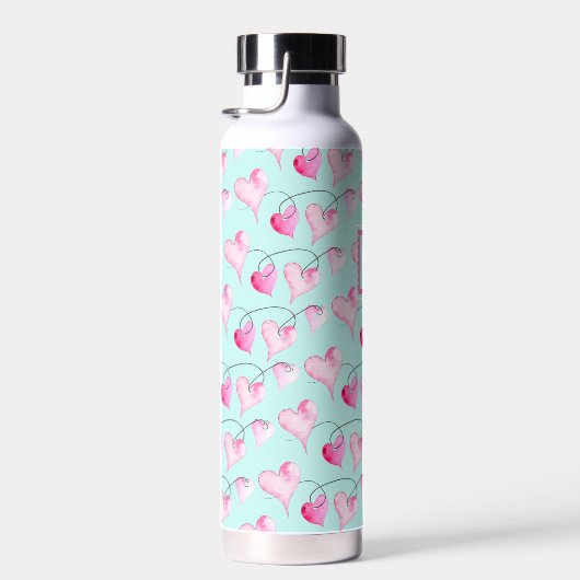 Cute Painted Hearts Monogram Water Fles (Rechts)