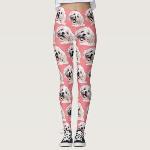 Cute Painted Maltese Dog Leggings