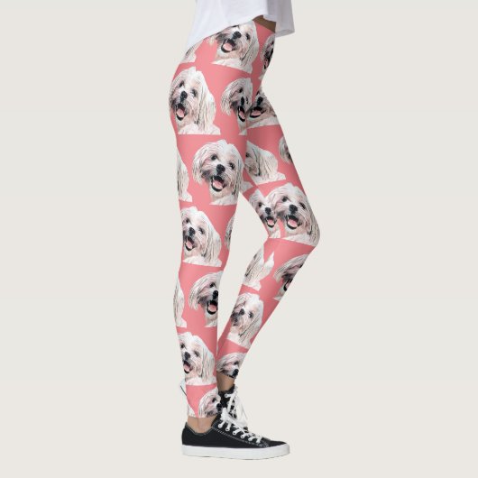 Cute Painted Maltese Dog Leggings (Rechts)