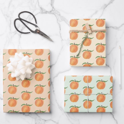 Cute Painted Peach Fruit Illustration  Inpakpapier Vel (Voorkant)