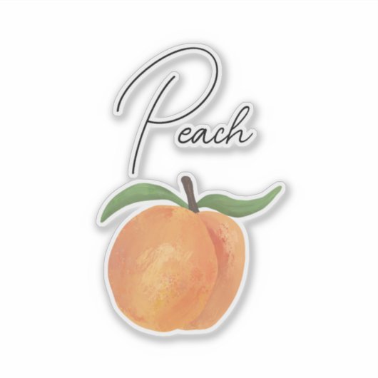 Cute Painted Peach Fruit Illustration Sticker (Voorkant)