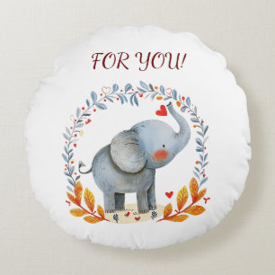cute painted watercolor elephant rond kussen