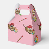 Cute Painter Owl Cartoon Bedankdoosjes (Achterkant)