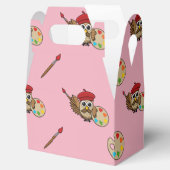 Cute Painter Owl Cartoon Bedankdoosjes (Geopend)