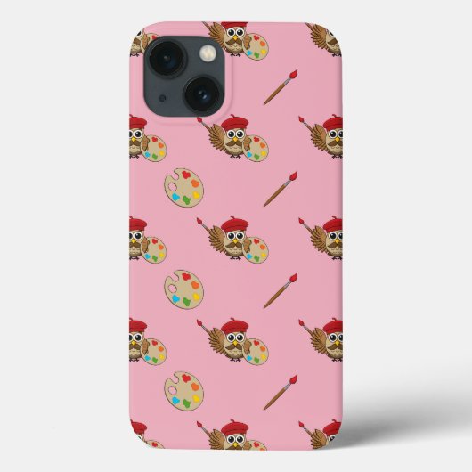 Cute Painter Owl Cartoon Case-Mate iPhone Case (Achterkant)