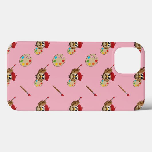 Cute Painter Owl Cartoon Case-Mate iPhone Case (Achterkant (horizontaal))