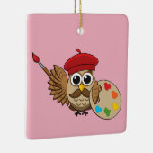 Cute Painter Owl Cartoon Keramisch Ornament (Rechts)