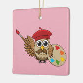 Cute Painter Owl Cartoon Keramisch Ornament (Links)