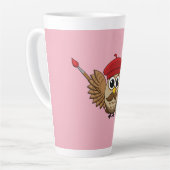 Cute Painter Owl Cartoon Latte Mok (Linkerhoek)