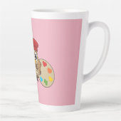 Cute Painter Owl Cartoon Latte Mok (Rechts)