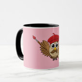 Cute Painter Owl Cartoon Mok (Voorkant links)