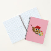 Cute Painter Owl Cartoon Notitieboek (Binnen)