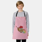 Cute Painter Owl Cartoon Schort