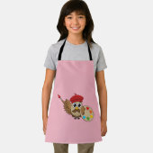 Cute Painter Owl Cartoon Schort