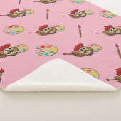 Cute Painter Owl Cartoon Sherpa Deken (3/4)