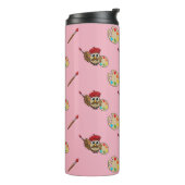 Cute Painter Owl Cartoon Thermosbeker (Gedraaid links)