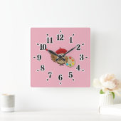 Cute Painter Owl Cartoon Vierkante Klok (Huis)
