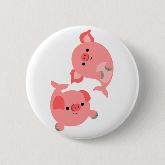 Cute Pair of Cartoon Merpig Button Badge (Voorkant)