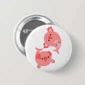 Cute Pair of Cartoon Merpig Button Badge (Voorkant /achterkant)